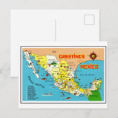 Kleurrijke vintage Mexico kaart  (Voorkant / Achterkant)