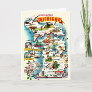 Kleurrijke vintage Michigan kaart