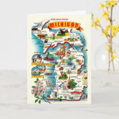 Kleurrijke vintage Michigan kaart (Gele Bloem)
