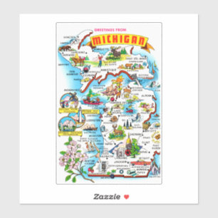 Kleurrijke vintage Michigan kaart  Sticker