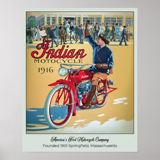 Kleurrijke Vintage Motorfiets Poster (Voorkant)