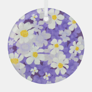 Kleurrijke Vintage: Naadloos bloempatroon Glas Ornament
