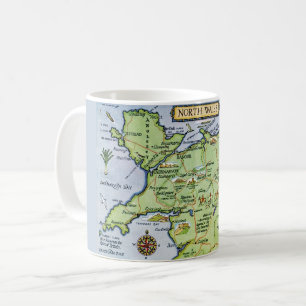 Kleurrijke vintage Noord-Wales kaart mok