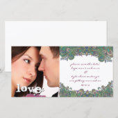 Kleurrijke vintage paisley pauw save the date foto (Voorkant / Achterkant)