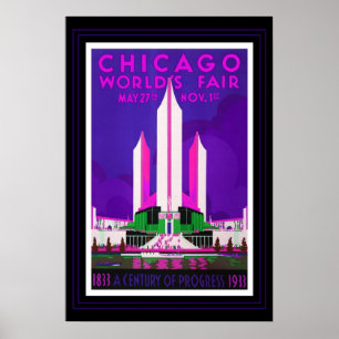 Kleurrijke vintage reisposter Chicago World's Fair Poster