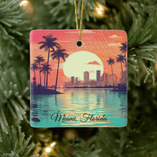 Kleurrijke Vintage Retro Miami Florida Reizen Keramisch Ornament