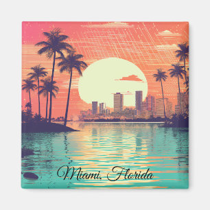 Kleurrijke Vintage Retro Miami Florida Reizen Magneet