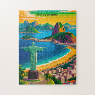 Kleurrijke Vintage Rio de Janeiro Cristo Redentor Legpuzzel
