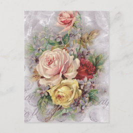 Kleurrijke vintage rozen, kunst briefkaart