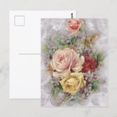 Kleurrijke vintage rozen, kunst briefkaart (Voorkant / Achterkant)