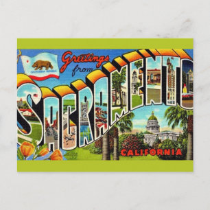 Kleurrijke vintage Sacramento CA Briefkaart