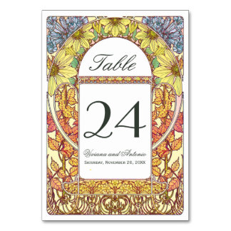 Kleurrijke Vintage Trouwtafel Nummers Kaart