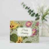 Kleurrijke Vintage Tuin Bloemen Gelukkige Verjaard Briefkaart (Staand voorkant)