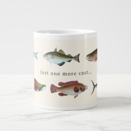 Kleurrijke Vintage Vis Illustratie Grote Koffiekop