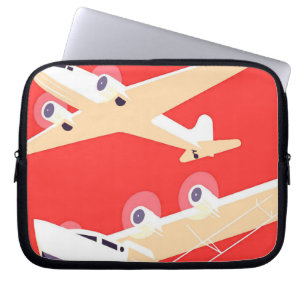 Kleurrijke vintage vliegende vliegtuigen WPA Laptop Sleeve