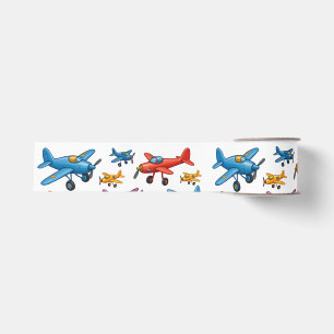 Kleurrijke Vintage Vliegtuigen Patroon – Retro Avi Grosgrain Lint