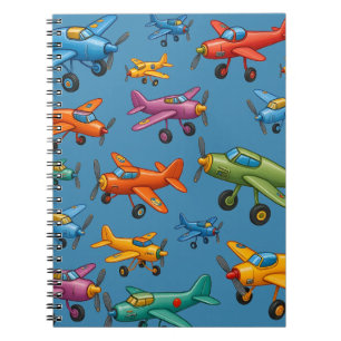 Kleurrijke Vintage Vliegtuigen Patroon – Retro Avi Notitieboek