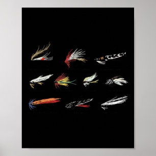 Kleurrijke vintage vliegvislusters poster