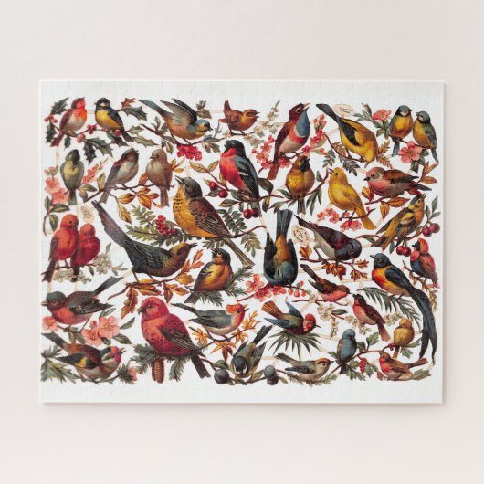 Kleurrijke Vintage Vogelcollage Legpuzzel (Horizontaal)