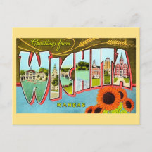 Kleurrijke Vintage Wichita Kansas Ansichtkaart