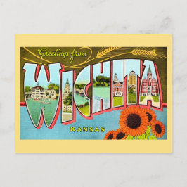 Kleurrijke Vintage Wichita Kansas Ansichtkaart Briefkaart