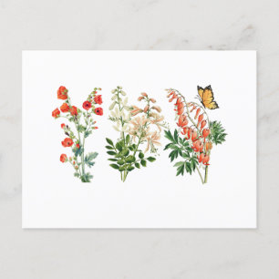 Kleurrijke vintage zomerbloemen  briefkaart