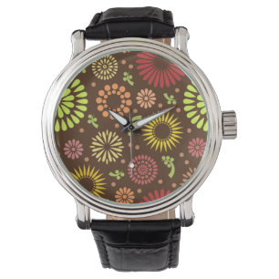 Kleurrijke vintage zonnebloemen horloge