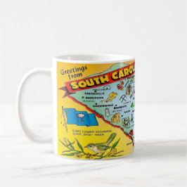 Kleurrijke Vintage Zuid-Carolina Kaart Mok
