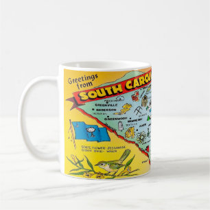 Kleurrijke Vintage Zuid-Carolina Kaart Mok