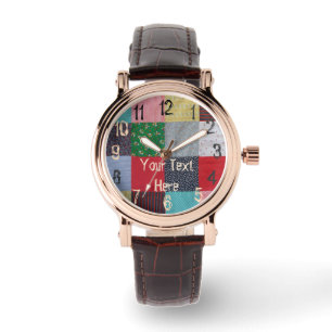 kleurrijke vintages patchwork horloge
