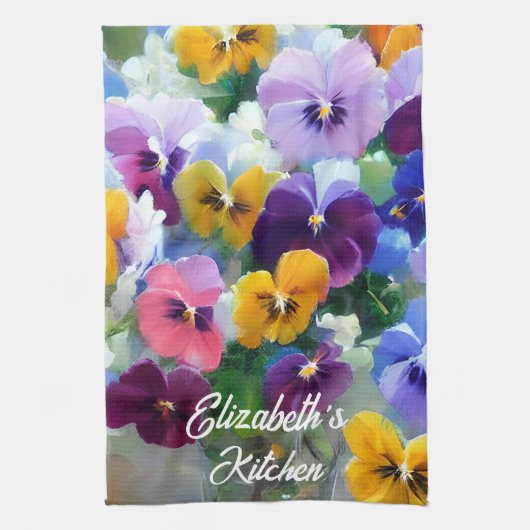 Kleurrijke viooltjes theedoek (Verticaal)
