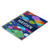 Kleurrijke Vis Abstract Patroon Blauw Gepersonalis Notitieboek (Linkerzijde)