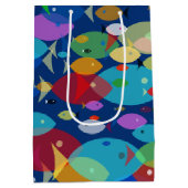 Kleurrijke Vis Abstract Patroon Blauw Medium Cadeauzakje (Achterkant)