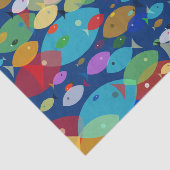 Kleurrijke Vis Abstract Patroon Blauw Tissuepapier (Detail)