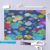 Kleurrijke Vis Abstract Patroon Blauw Tissuepapier (Craft)
