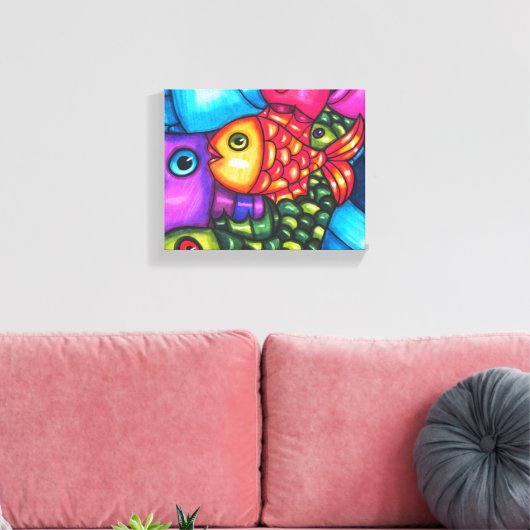 Kleurrijke Vis Abstract sealife originele Kunst Canvas Afdruk (Insitu (Woonkamer))