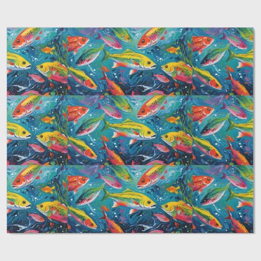 KLEURRIJKE VIS CADEAUPAPIER (Vlak)