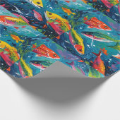 KLEURRIJKE VIS CADEAUPAPIER (Hoek)