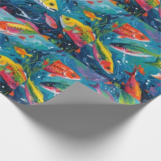 KLEURRIJKE VIS CADEAUPAPIER (Hoek)