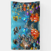Kleurrijke vis en kustaquarium-banner spandoek (Verticaal)
