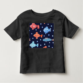 Kleurrijke vis en parels op de blauwe achtergrond  kinder shirts