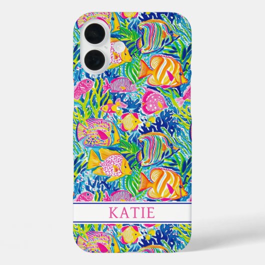 Kleurrijke Vis Geborduurd Case-Mate iPhone Case (Achterkant)