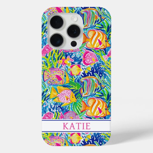 Kleurrijke Vis Geborduurd Case-Mate iPhone Case (Achterkant)