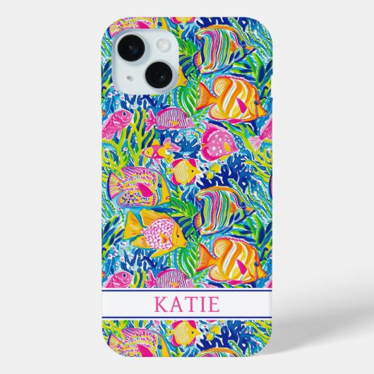 Kleurrijke Vis Geborduurd Case-Mate iPhone Case (Achterkant)