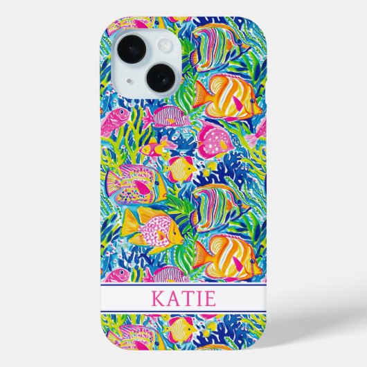 Kleurrijke Vis Geborduurd Case-Mate iPhone Case (Achterkant)