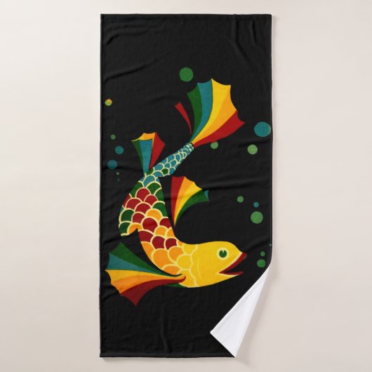 kleurrijke vis " in bubbels bad handdoek (Badhanddoek)