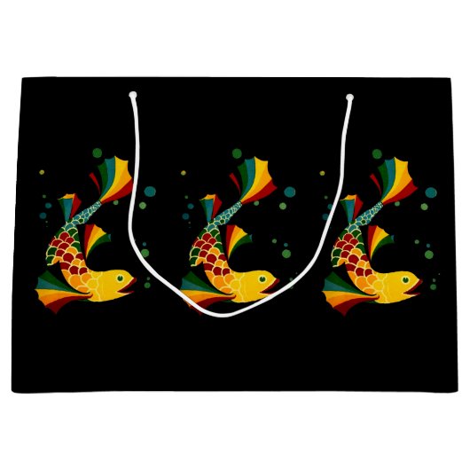 kleurrijke vis " in bubbels groot cadeauzakje (Voorkant)