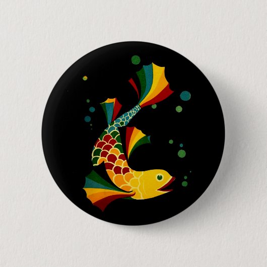 kleurrijke vis " in bubbels ronde button 5,7 cm (Voorkant)