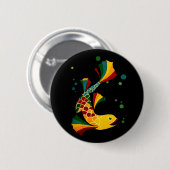 kleurrijke vis " in bubbels ronde button 5,7 cm (Voorkant /achterkant)
