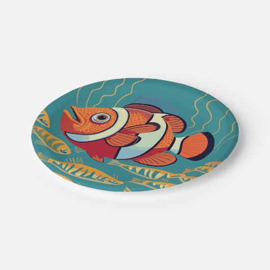 Kleurrijke vis in het rif papieren bordje (Gekanteld)